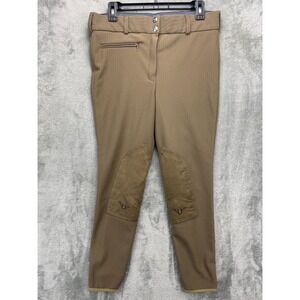 Tuff Rider Women's Riding Breeches Pants 32 Tan Ribbed Low Rise Knee Patch Horse